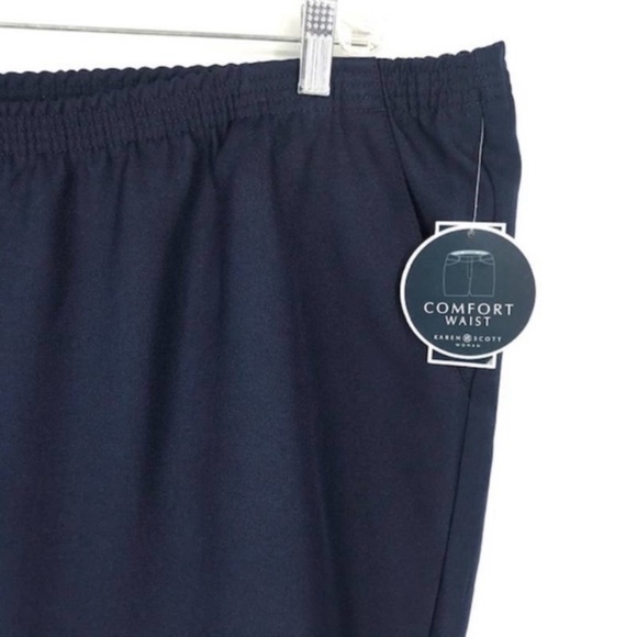 NEW Karen Scott Plus Navy Blue Pants Pull On Stretch Elastic Waist 1X - Picture 5 of 10